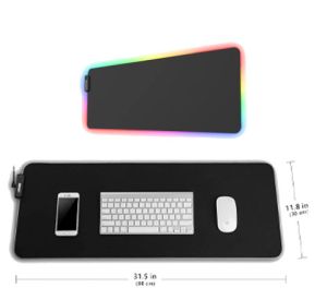 Mouse Pad Large, Oversized Glowing Led Extended Mousepad ,Non-Slip Rubber Base Computer Keyboard Pad Mat,31.5X 11.8in