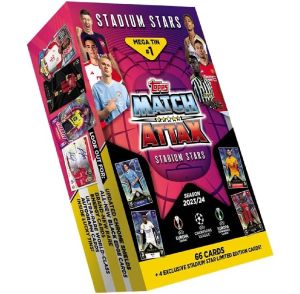 Topps Match Attax 23/24 - Mega Random Tin - Contains 66 Match Attax Cards Plus 4 Exclusive Stadium Stars Limited Edition Cards