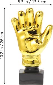 Didiseaon Award Trophies Goalkeeper Trophy Gold Glove Trophy Gloves Shape Soccer Match Award Cups for Office School Kindergarten