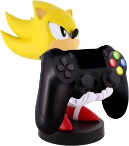 Exquisite Gaming: SEGA: Super Sonic - Original Mobile Phone & Gaming Controller Holder, Device Stand, Cable Guys, Sonic The Hedgehog Licensed Figure 
