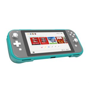 2 in 1 Hard PC+TPU Protective Case Cover with 2 Game Card Storage Slot and Stand Holder for Nintendo Switch Lite Console Turqouise+Turqouise
