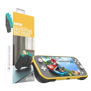 2 in 1 Hard PC+TPU Protective Case Cover with 2 Game Card Storage Slot and Stand Holder for Nintendo Switch Lite Console Black +Yellow