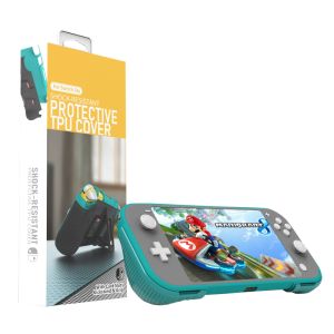 2 in 1 Hard PC+TPU Protective Case Cover with 2 Game Card Storage Slot and Stand Holder for Nintendo Switch Lite Console Turqouise+Turqouise