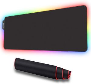 Mouse Pad Large, Oversized Glowing Led Extended Mousepad ，Non-Slip Rubber Base Computer Keyboard Pad Mat，31.5X 11.8in