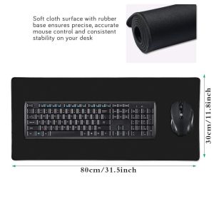 Gaming Mouse Pad & Large Desk Pads Non-Slip Rubber Bas 80x30 Black