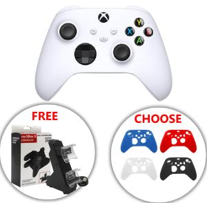  Xbox Wireless Controller - Robot White+Dual plain charge +Silicon Case