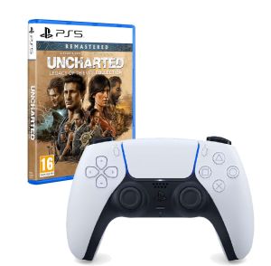 PS 5 Dualsense Controller White +PS5 UNCHARTED Legacy Of Thieves Collection-PAL