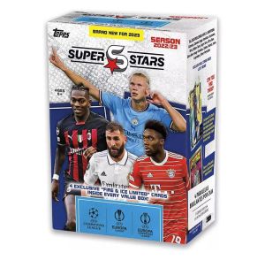 2023 Topps UEFA Champions League Superstars Soccer Factory Sealed Value Box, Blue