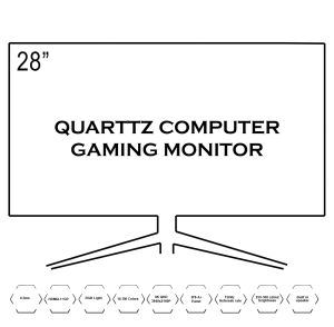 QUARTTZ Computer Gaming monitor 28inch - 0.5ms-150Hz-2.1 HDMI-4 KQHD-RGB Light