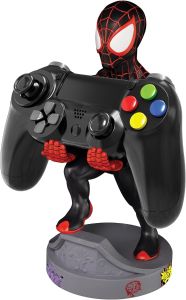 Exquisite Gaming: Spider-Verse: Miles Morales - Marvel Original Mobile Phone & Gaming Controller Holder, Device Stand, Cable Guys, Marvel Licensed Figure 