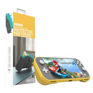 2 in 1 Hard PC+TPU Protective Case Cover with 2 Game Card Storage Slot and Stand Holder for Nintendo Switch Lite Console Yellow+Yellow